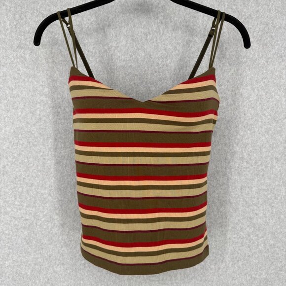 One Step Up VTG Bra Tank Top Size L Striped Crop 90s Y2K Adjustable Casual - Picture 1 of 8